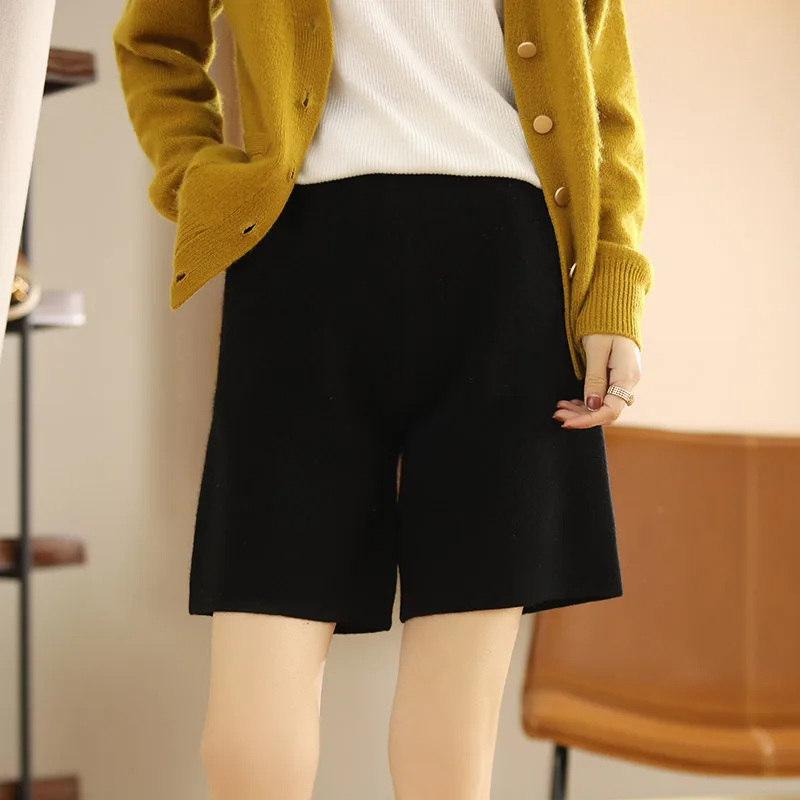 Шорты женские повседневные из 100% шерсти с эластичным поясом |