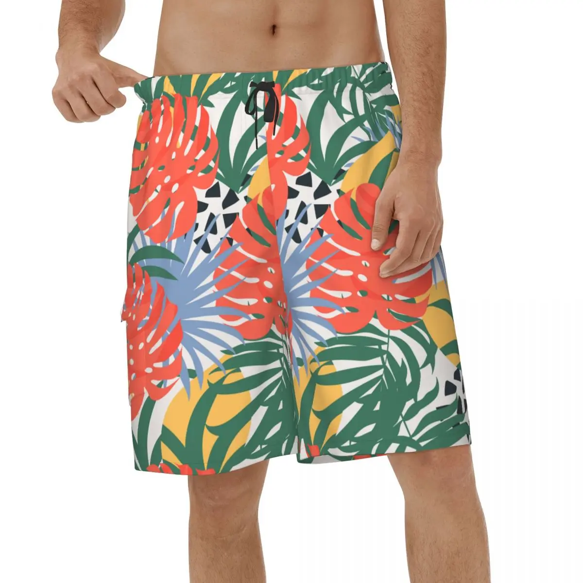 

Summer Casual Hawaii Style Leaf Men Beach Shorts Running Board Shorts Vacation Short Pants Quick Dry Board Shorts