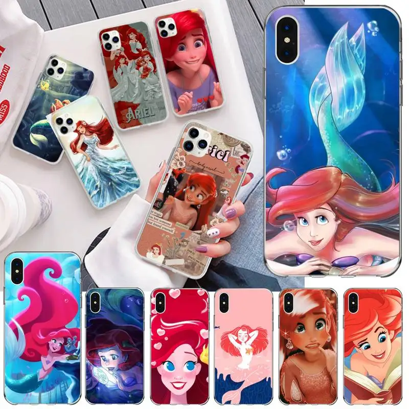 

Princess ARIEL Mermaid Princess Phone Case For iphone 13 12 11 Pro Mini XS Max 8 7 Plus X SE 2020 XR Silicone Soft Cover