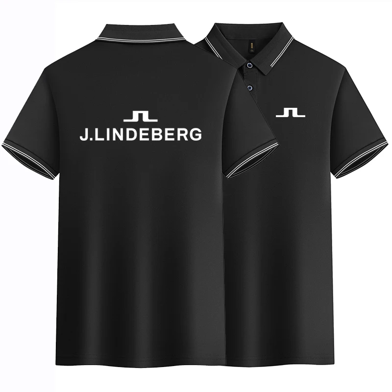 

Quick-Drying New Men Polo Shirt J LindeberGolf Men's Summer Turn Down Collar Solid Color Button Breathable Polos Casual Men Tops