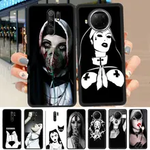Sister Style Nun Sexy Girl For Xiaomi Redmi Note 9S 11Pro 8 10 Black Mobile Phones Case 9 K40 9C NFC 8T 7 9A Soft Celular Cover