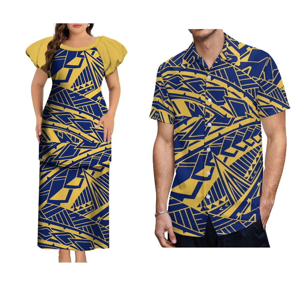 Повседневное женское длинное платье с круглым вырезом полинезийский этнический