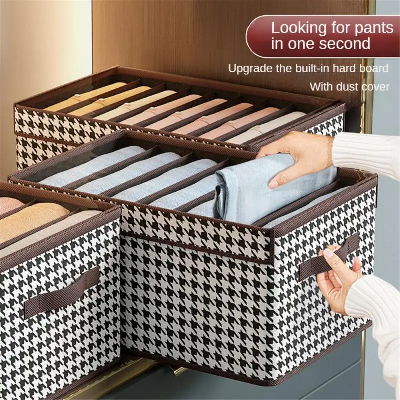 

Covered Underwear Pants Storage Box Grid Clothing Storage Box Dormitory Separation Jeans Wardrobe Household Products Foldable