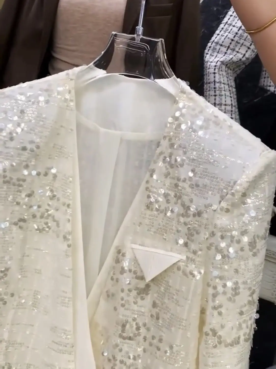 Элегантный Блейзер в европейском стиле с блестками для женщин Новинка