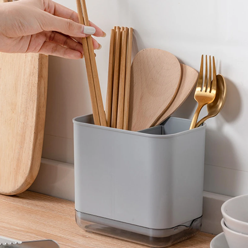 Multifunctional Drain Chopstick Spoon Holder Double-layer Kitchen Tableware Storage Organizer Plastic Simple Kitchen Accessories