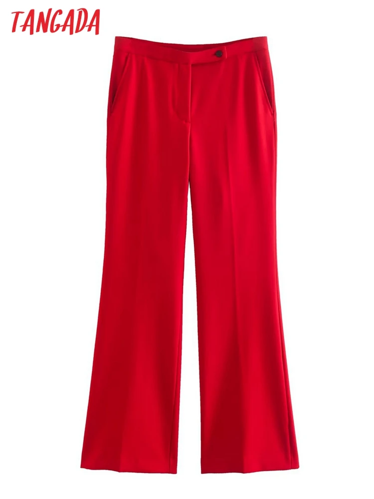 

Брюки-клеш Tangada женские красные, шикарные офисные деловые штаны с карманами, QD17, 2022