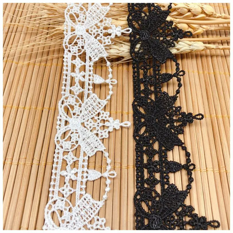 

45Yards White Black Water Soluble Lace Trim for Fringes Collar Party Dress Clothes Ribbon Fabric Sewing Accessories Materials