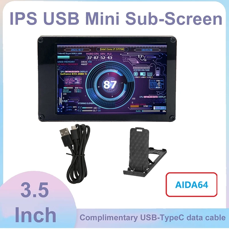 

Дисплей корпуса AIDA64, 3,5 дюйма, IPS, ЖК-экран, USB, вторичный экран компьютера с чехлом из алюминиевого сплава для Raspberry Pi