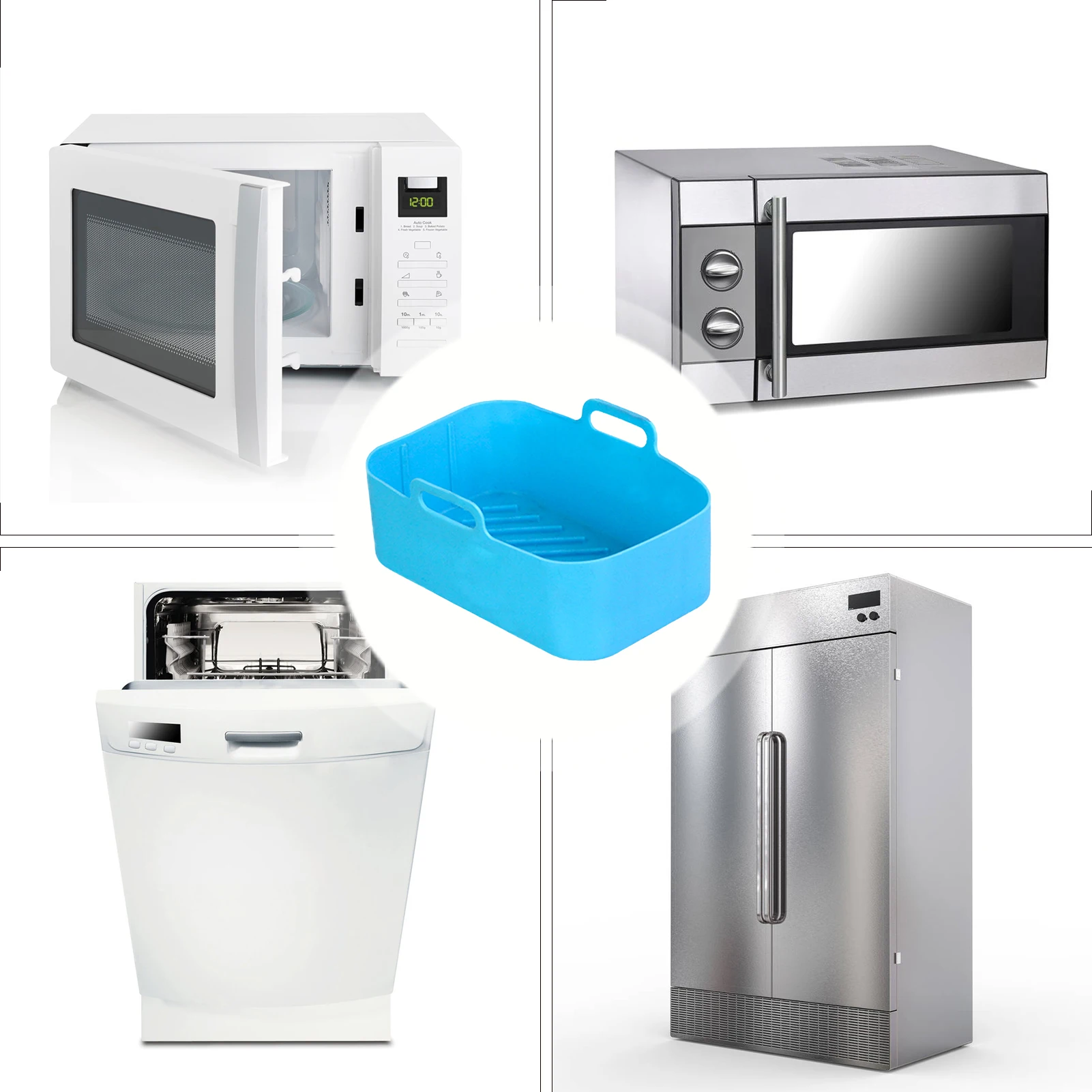 

Air Fryer Silicone Pots Silicone Baskets For Air Fryer Heat Resistant Food Safe Non-Stick Easy Cleaning Rectangle Oven