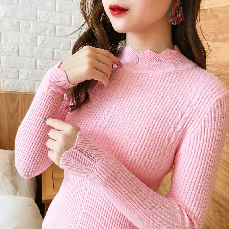 

Женский винтажный трикотажный свитер-водолазка с длинным рукавом