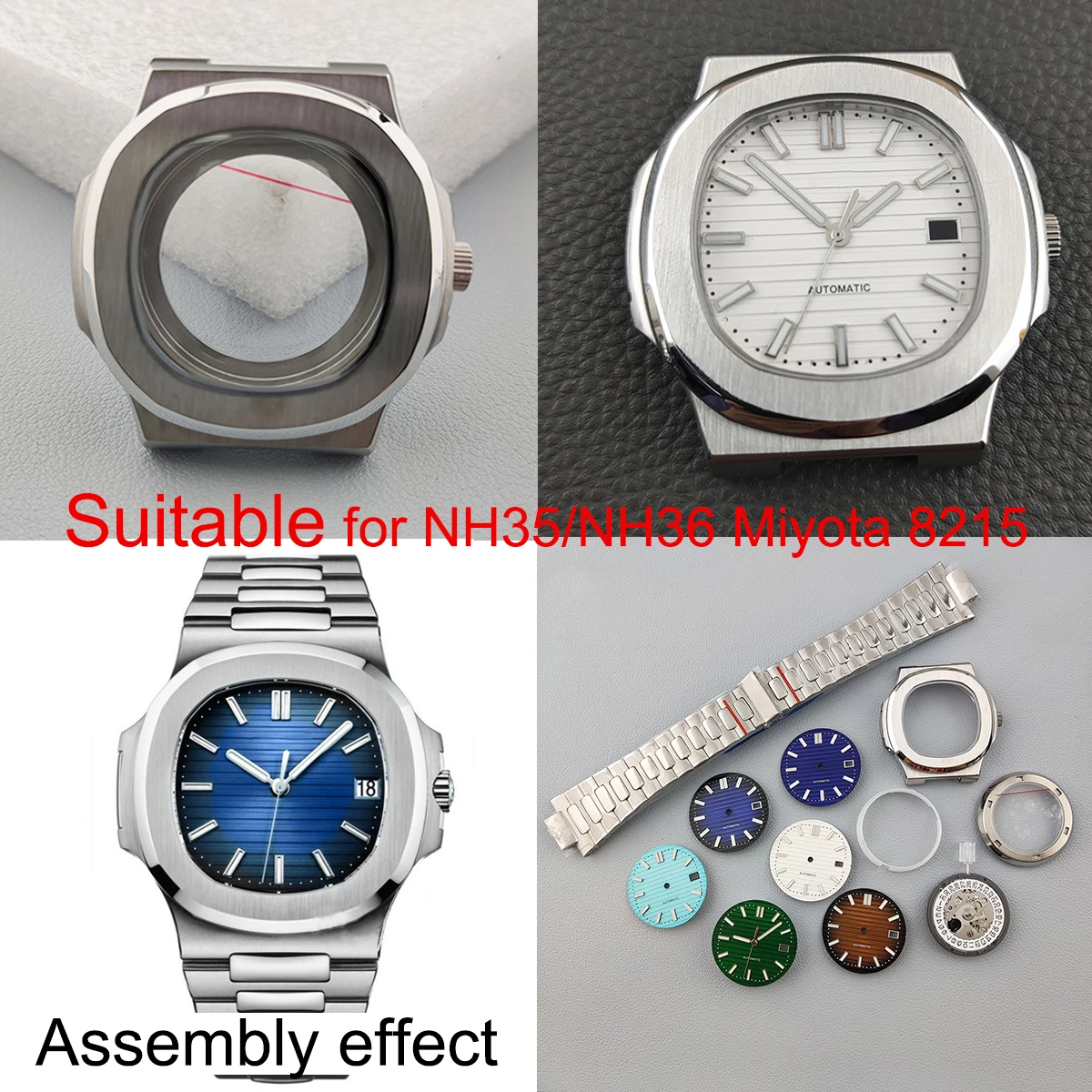 41mm NH35 Dail NH35 Case Super Luminous Dial With S Dial Hands Stainless Steel For NH36 Miyota8215 Movement Watch Accessories