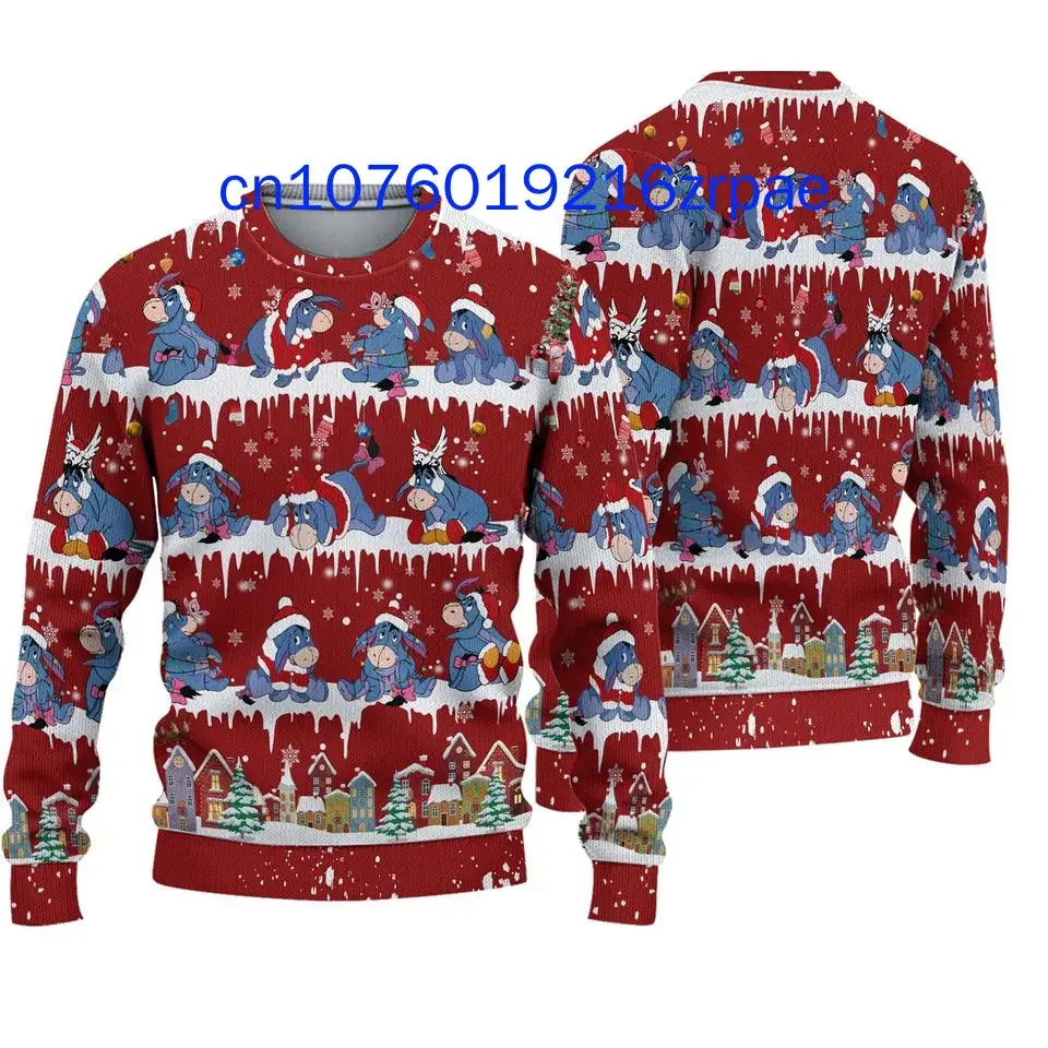 Новый детский рождественский свитер Disney Eeyore с 3D принтом для мужчин и женщин