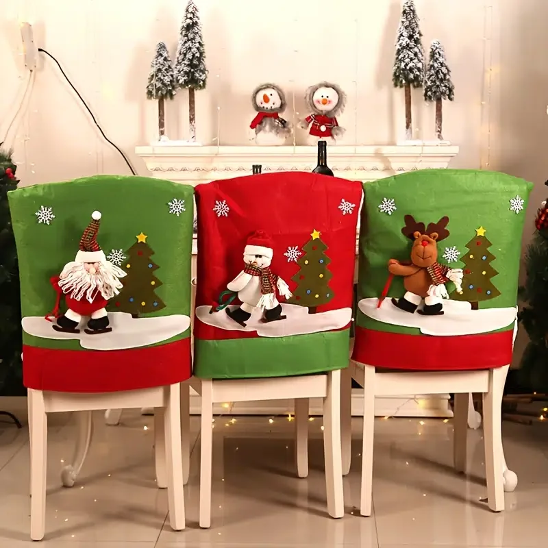 

Christmas Ski 3D Figure Chair Cover