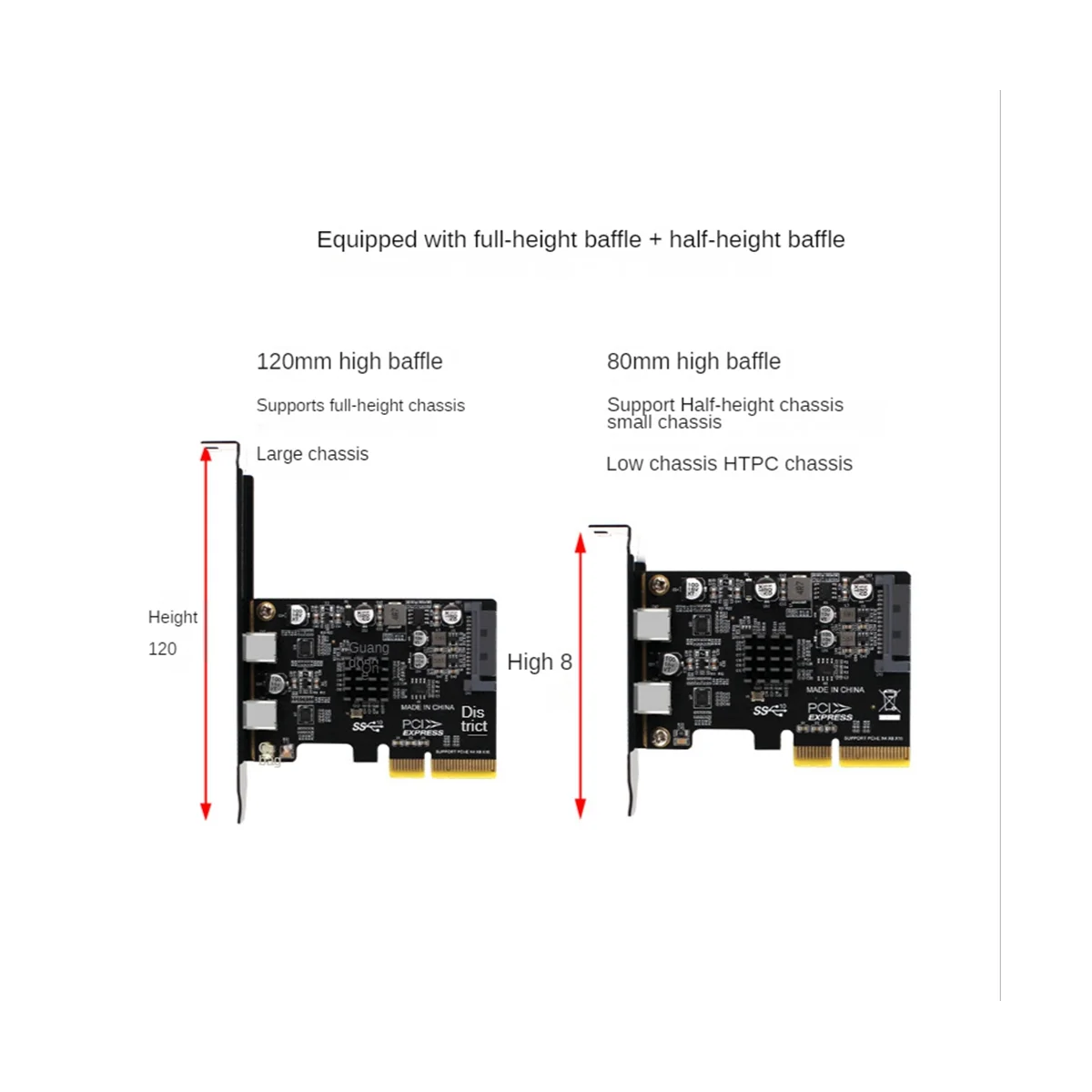 

PCIE3.0 To USB3.1 Expansion Card ASM3142 Dual-Port TYPE-C 10G Full Height Half Height Desktop PC Built-In Expansion Card