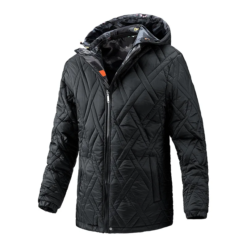 Winter Coat Men Clothing Medium Length Double-sided Cotton Padded Jacket Youth Camouflage Hooded Coat Male