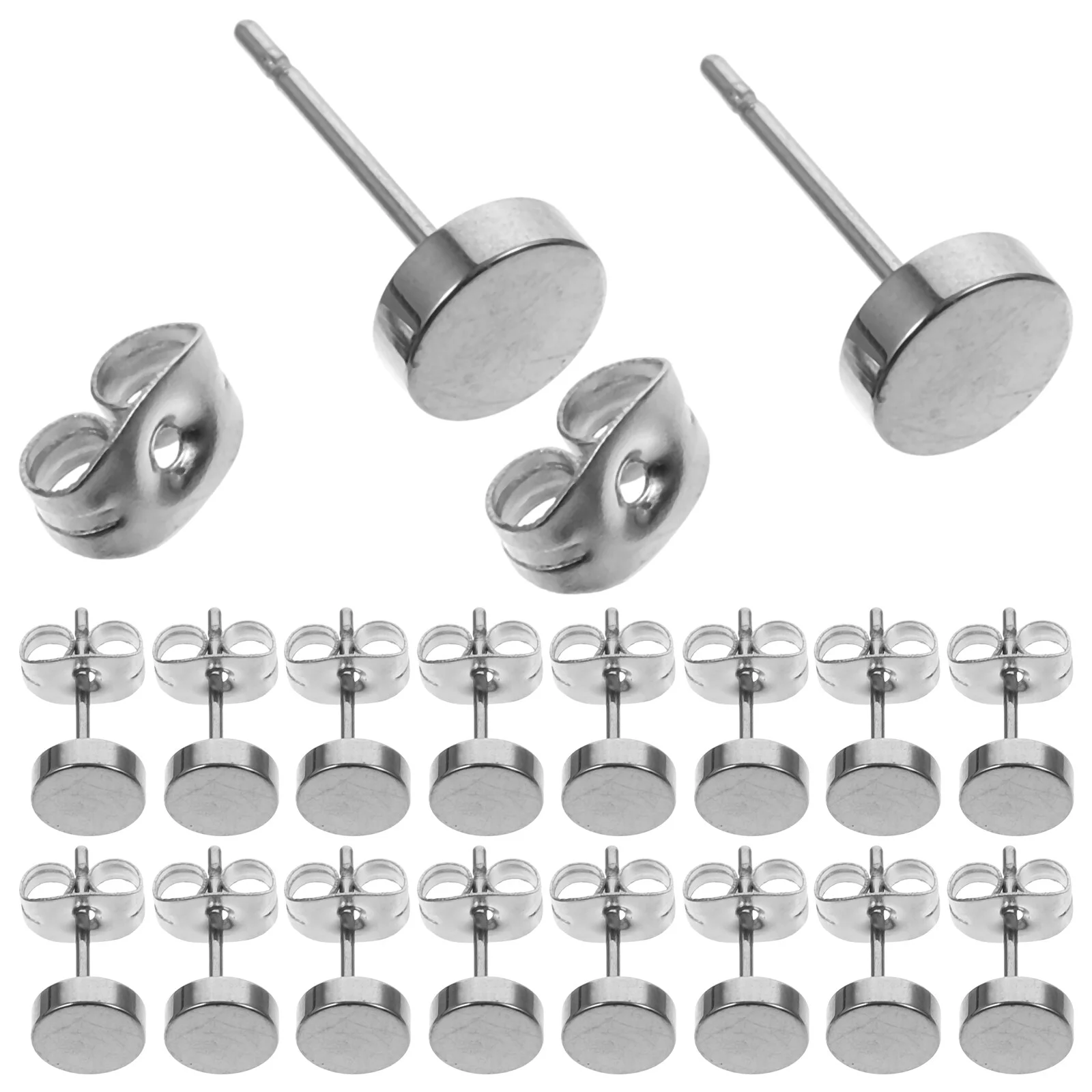 20 Pcs Studs Earrings Men Flat Round Small Cartilage Korean Fashion Women Decor Titanium Steel Man