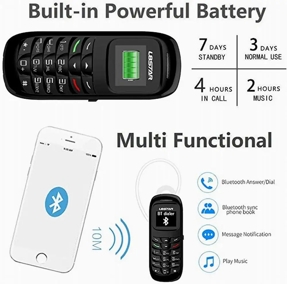 

Durable L8Star Mini Phone Unlock Gtstar BM70 BM70 BM70 Magic Voice GSM cellphone Bluetooth Dialer Mobile Headphone With MP3