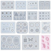 1pc heart round oval rectangle shaped silicone mold mixed style jewelry epoxy resin mould for diy jewelry making tool supplies