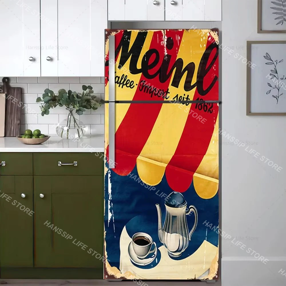 Винтажная кофейная наклейка на дверь холодильника BOUSSAC