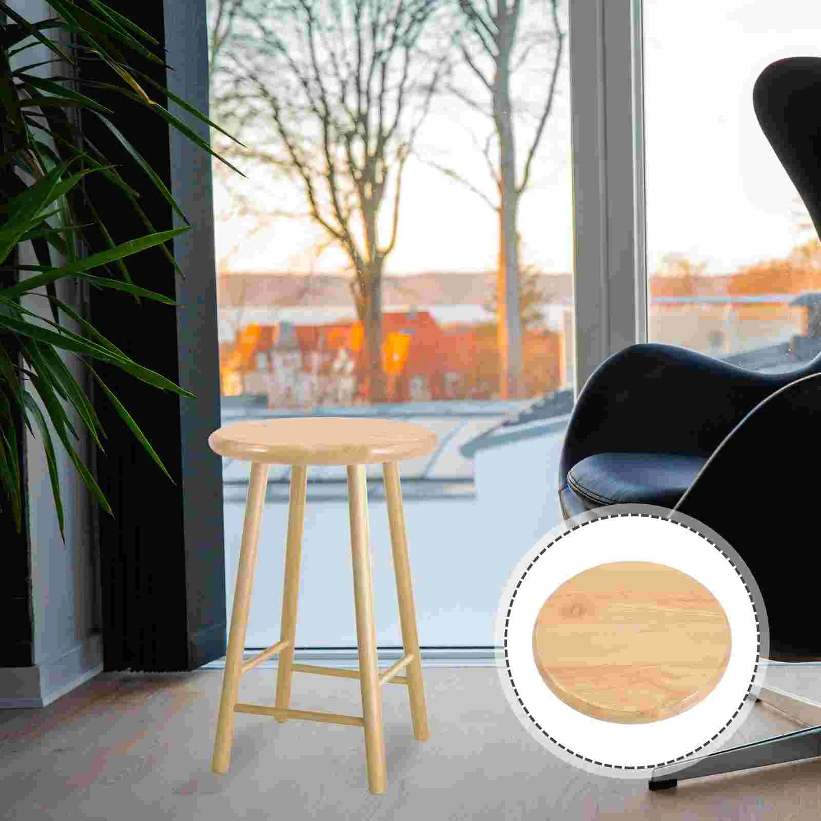 

Round Stool Seat Replacement Wooden Stool Cover Canteen Stool Wood Surface