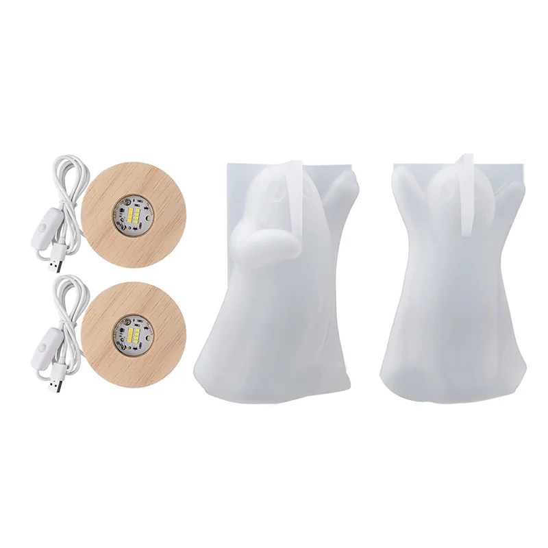 

Ghost Light Resin Mould, Resin Lamp Mould Set with Wooden Lamp Base, Ghost Silicone Mould for Epoxy Casting 4 PCS