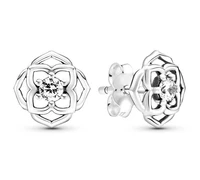 original timeless rose petals with crystal stud earrings for women 925 sterling silver wedding gift pandora jewelry