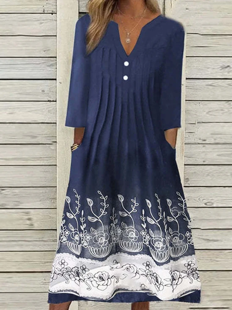 Женское плиссированное платье-макси на пуговицах Длинное Элегантное свободное