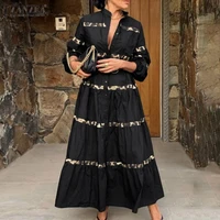 bohemian holiday maxi vestidos women spring long sleeve leopard printed sundress zanzea vintage robe patchwork long shirt dress