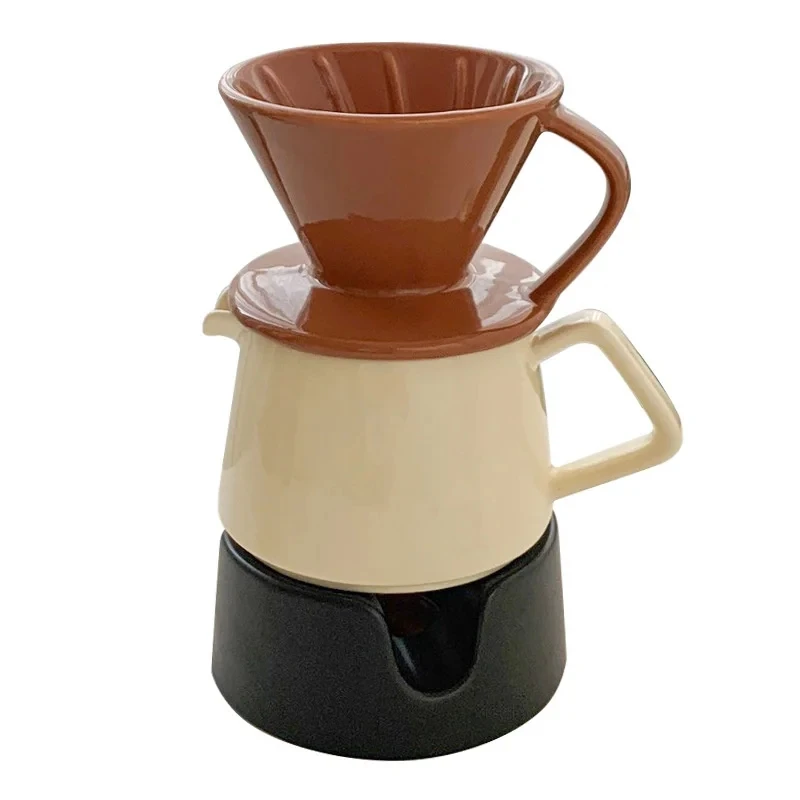 

Pour Over Coffee Dripper Coffee Funnel Drip Set 300ml Coffee Server with Candle Holder Ceramic Coffee Maker Brewing Cup Camping
