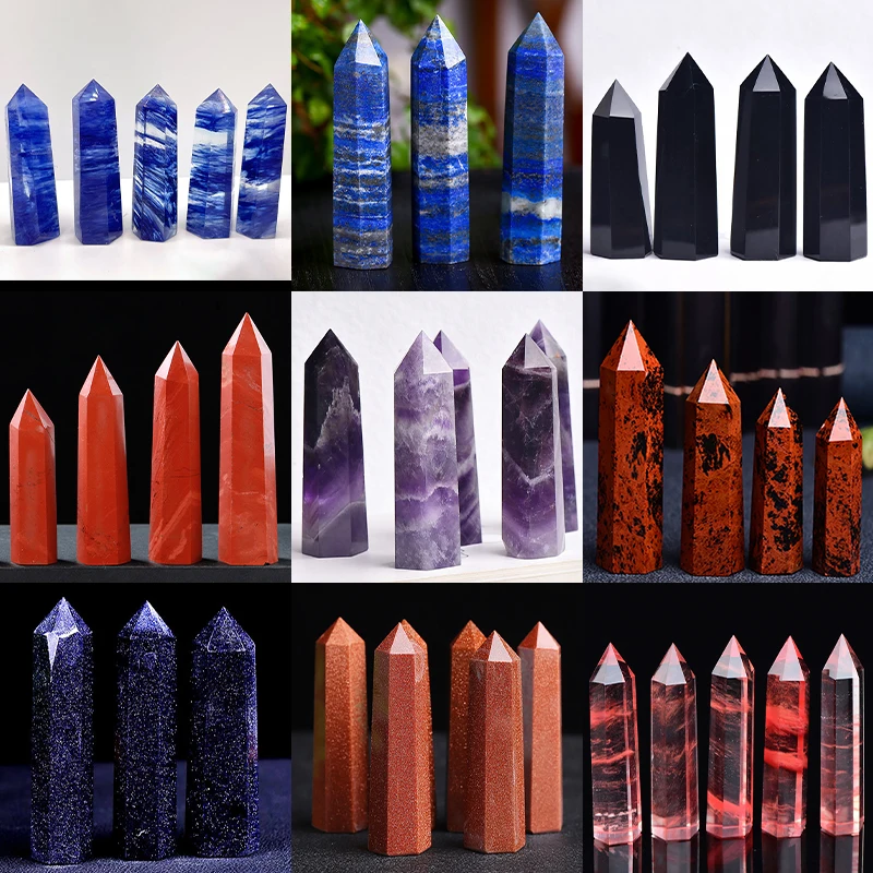 Natural Crystals Obelisk Mineral Point Wand and Stones Healing Amethyst Quartz Polished Column Chakra Room Decor Ore Crafts 1PC