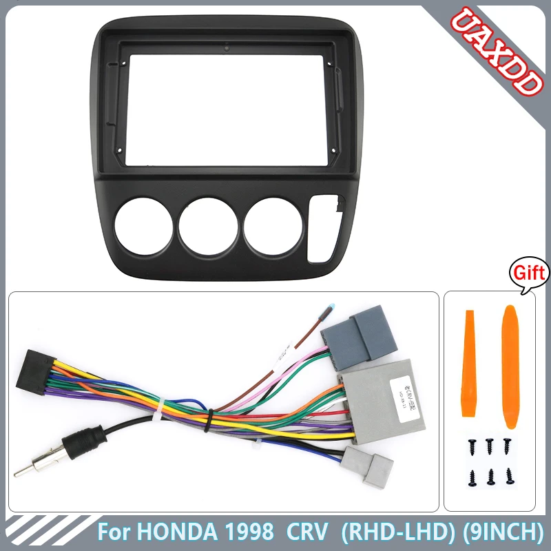 

2 Din автомобильный мультимедийный плеер, аксессуары, радиоприборная панель, лицевая панель, экран, видео-аудио рамка, кабель, жгут для Honda 1998 CRV, 9 дюймов