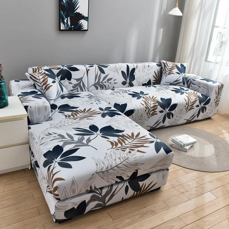 

Anti-dust Elastic Stretch Covers for Corner Sofa Square Printed L-shape Chaise Longue Sofa Covers for Living Room Sofa Protector