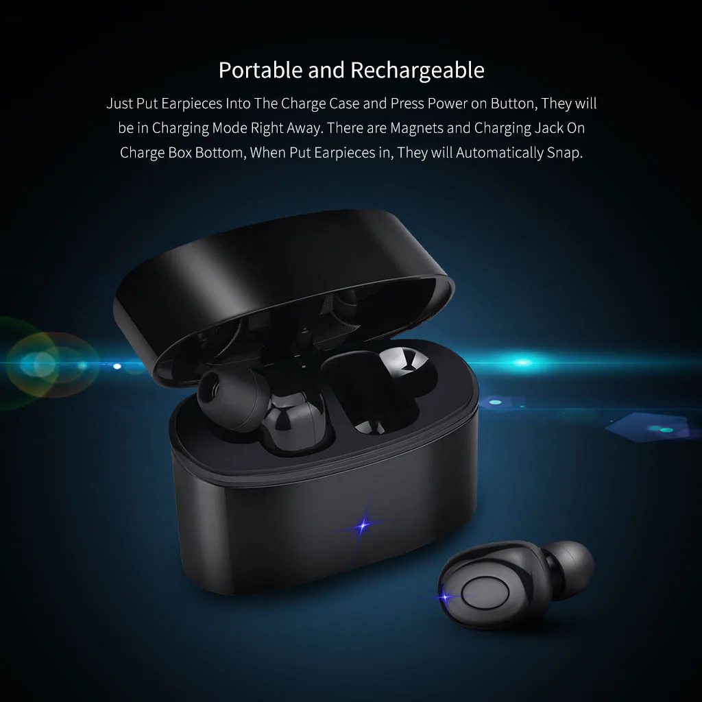 

True Wireless Earbuds Built-in Microphone with Portable Charging Case Staff