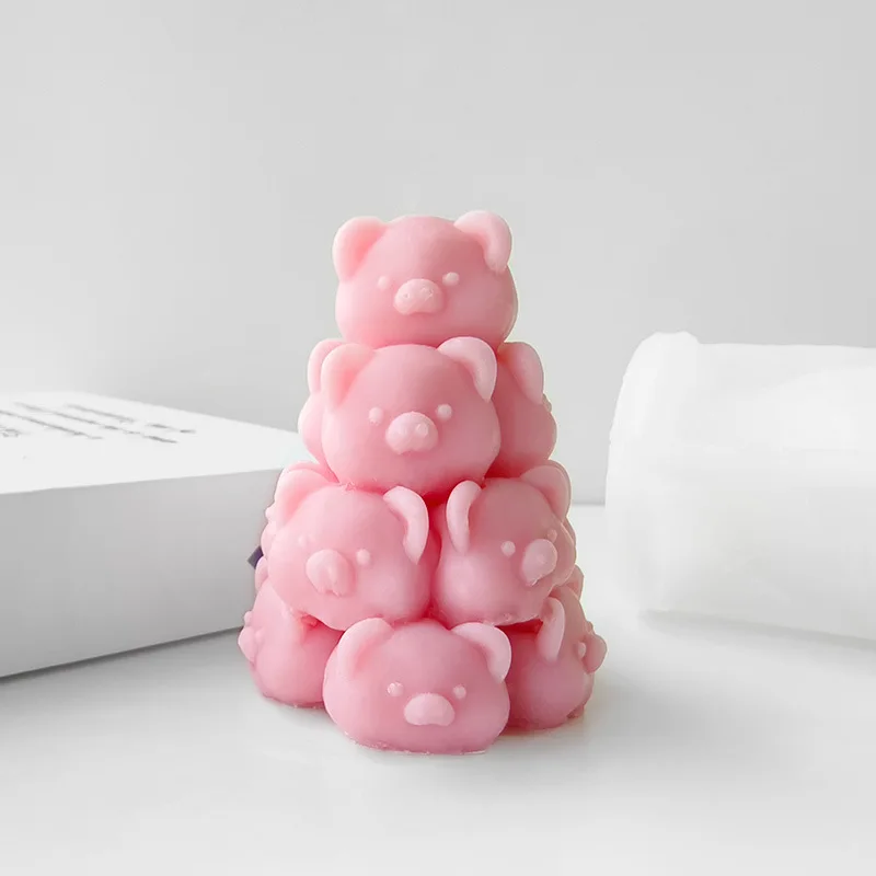 

Cute Animal Piggy DIY Creative Candle Silicone Molds 3D Stacked Pig Aroma Candle Gypsum Resin Ornaments Mold Baking Mould