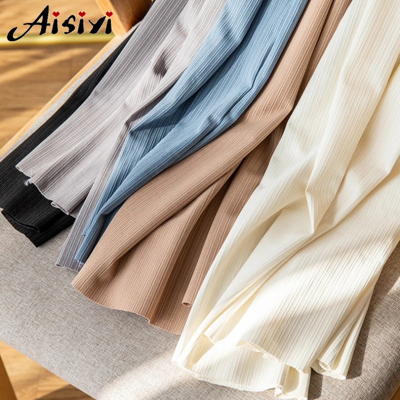 Высокое качество 2022 шелк льда Женские Брюки Высокая талия полная длина свободные