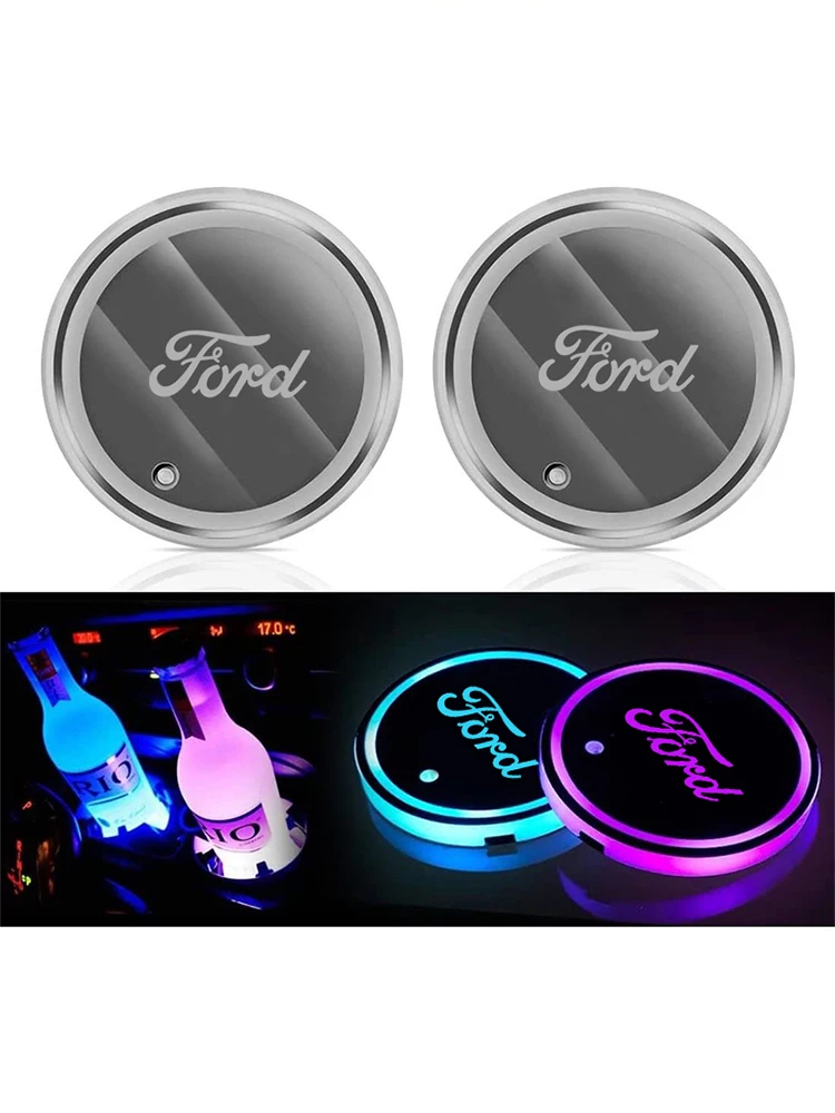 

7-цветный светодиодный автомобильный подстаканник, светящаяся подставка для чашки с водой, подставка для Ford Mondeo Focus Raptor Edge Explorer Ranger Fiesta Kuga ST