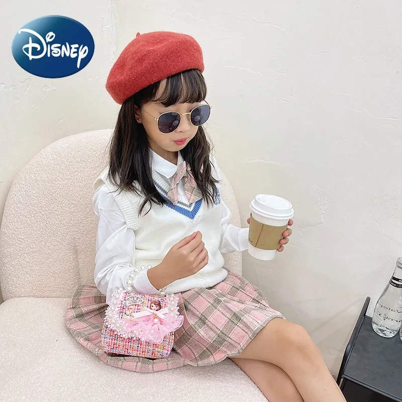 Disney Frozen Shoulder Bag for Girls Kids Handbag Children's Messenger Bag Pearl Portable Princess Crossbody Bag Free Shipping