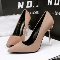 6 colors concise ol office lady shoes new high heels autumn flock womens pointed shoes shallow sexy dress party pump women