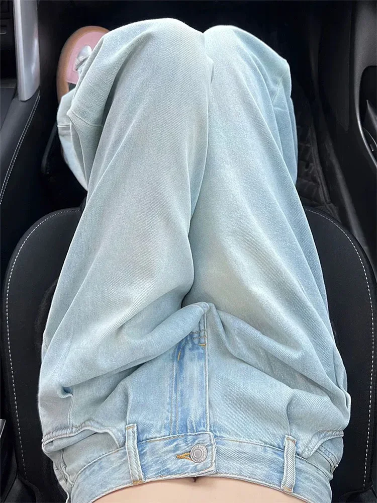 Модные уличные женские джинсы Slimr Синие Новые простые прямые брюки с высокой