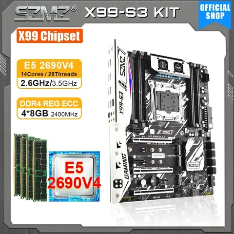 Набор материнской платы SZMZ X99 S3 с процессором xeon e5 2690 V4 + 4*8 ГБ DDR4 RAM Combo X99 LGA 2011 V3