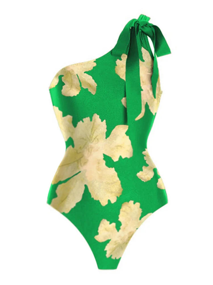 

Слитный купальник на одно плечо MICENDY 2023, женский купальный костюм, винтажный боди, сексуальные слитные костюмы, пляжная одежда с принтом