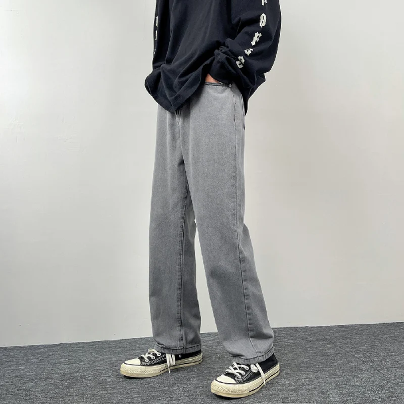 Straight Baggy Jeans Mens 2023 New Fashion Streetwear Casual Loose Wide Leg Korean Style Mopping Denim Pants Daily Trousers