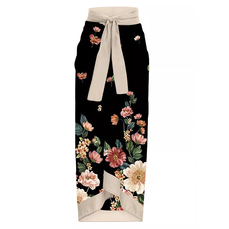 MUOLUX 2023 Vintage Swimsuit One-Piece Floral Print Swim Skirt Women Cover Up Swimwear Summer Beachwear Brazilian Swimming Suit