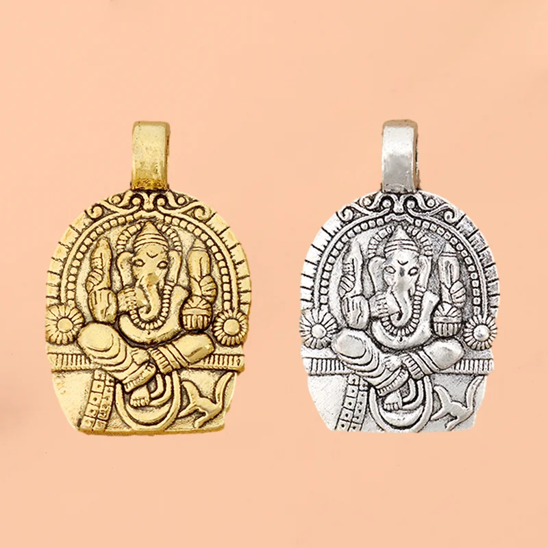 

6pcs/Lot Antique Silver/Gold Color Ganesha Elephant God of Beginnings Charms Pendants for DIY Jewelry Making Finding Accessories