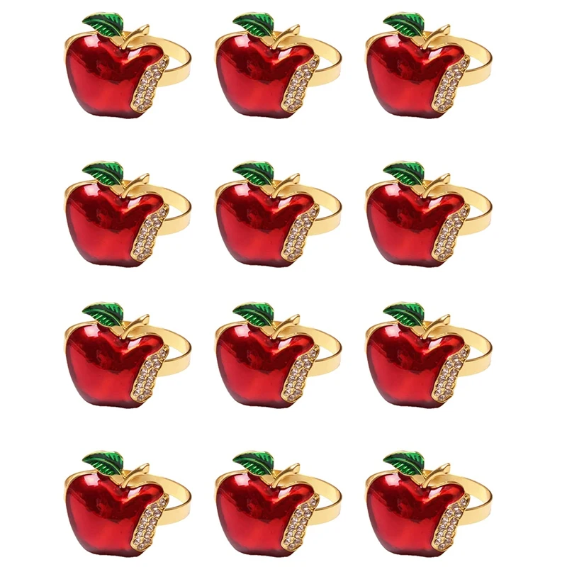 

Napkin Rings Set Of 12, Red Apple Napkin Ring For Wedding, Dinner Party, Banquet, Serviette For Christmas, Birthday