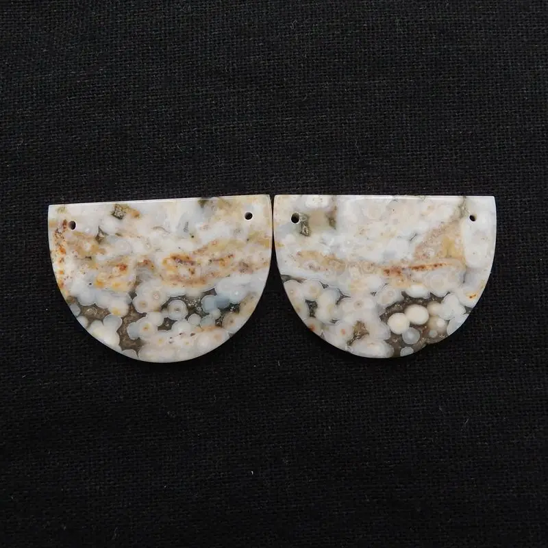 

Semiprecious Natural Stone Ocean Jasper Double Holes Earring Bead Accessories For Women 36x26x3mm 12g