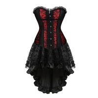 women gothic steampunk corset dress goth burlesque costume overbust bustier top skirt outfit
