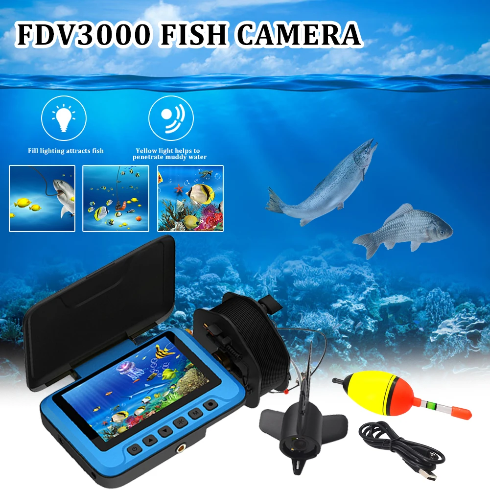 

4.3 Inch Monitor Underwater Fishing Camera Waterproof Fish Finder LED 4x Digital Zoom Rechargeable for Ice Lake Boat Fishing