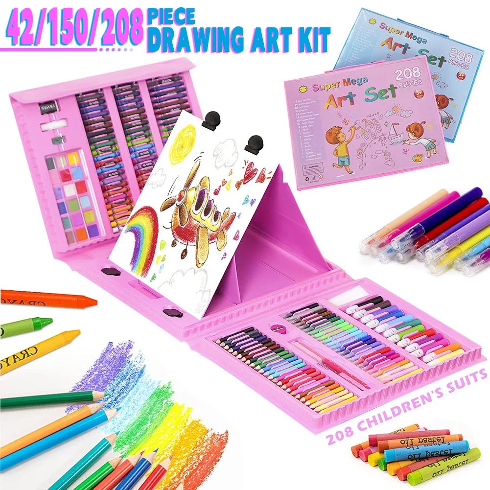 42/150/208pc Art Supplies Kit，Gifts Art Set Case with Doub