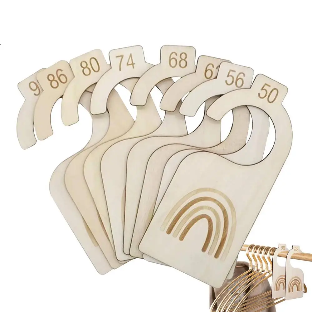 8Pcs Baby Closet Size Dividers Clothes Size Hanger Organizer Wooden Baby Closet Clothes Hanger for Bedroom Home Nursery Supplies